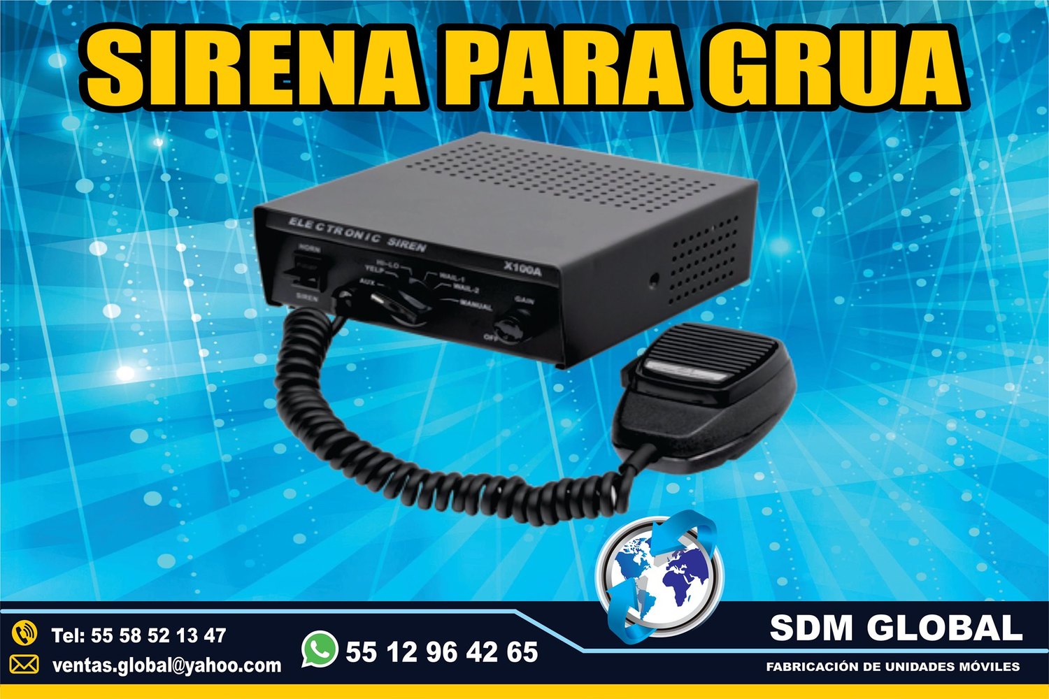 Venta de Sirena y equipo para Gruas de Plataforma Arrastre Salvamento MARCA Epcom    <br>