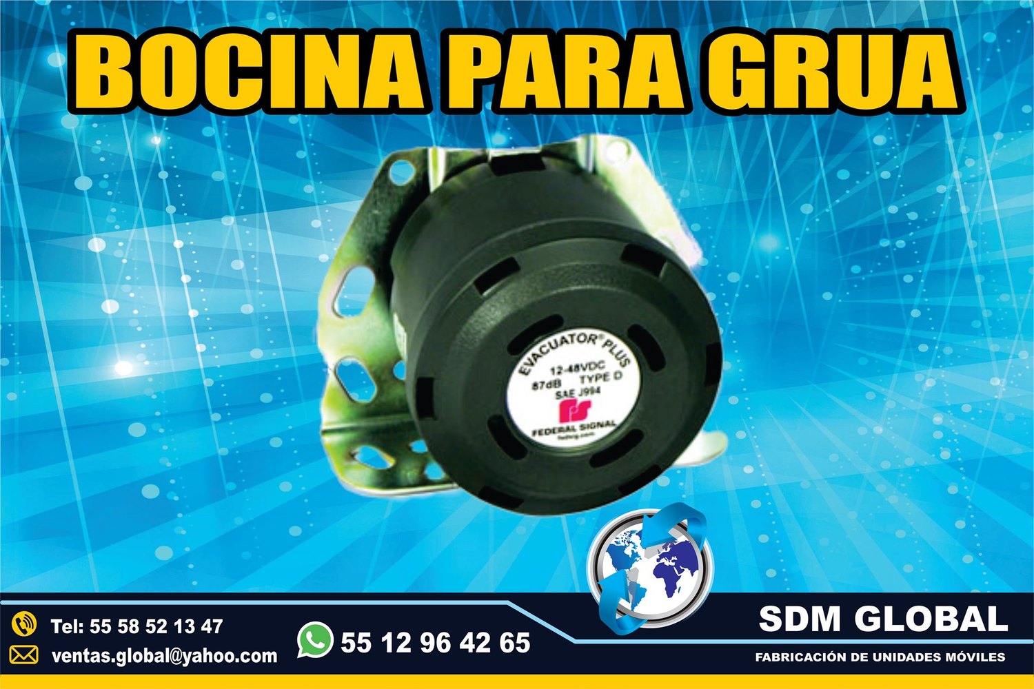 Venta de Bocina para Gruas de Plataforma Arrastre Salvamento Marca Federal Signal    <br>