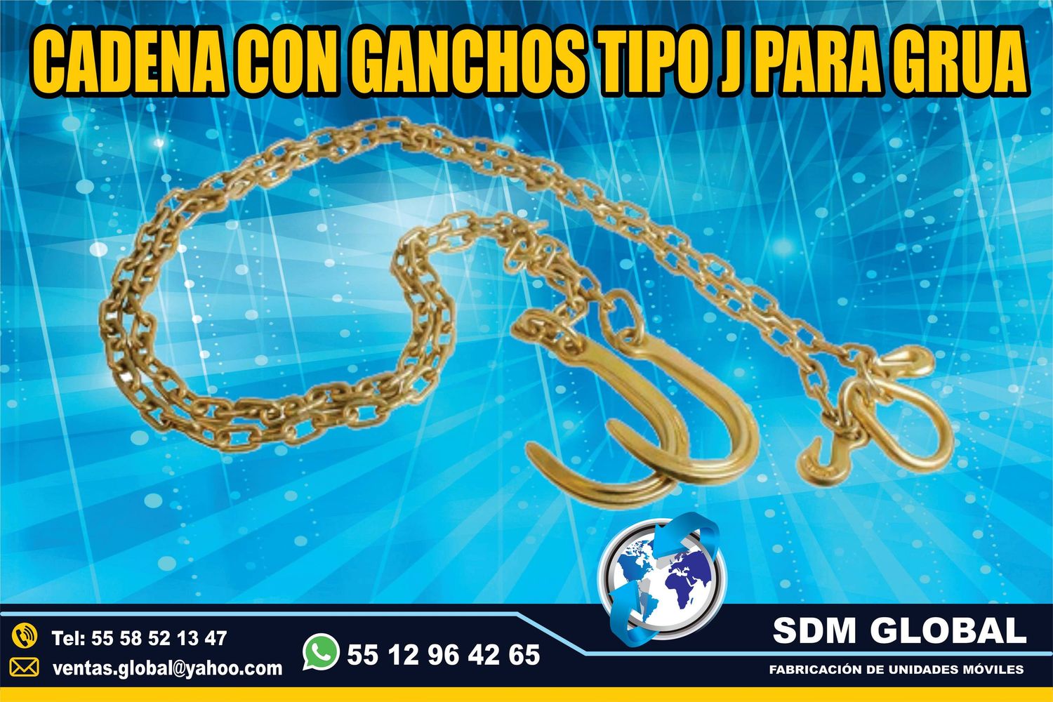 Venta de cadena con gancho de amarre para gruas de plataformas  <br>