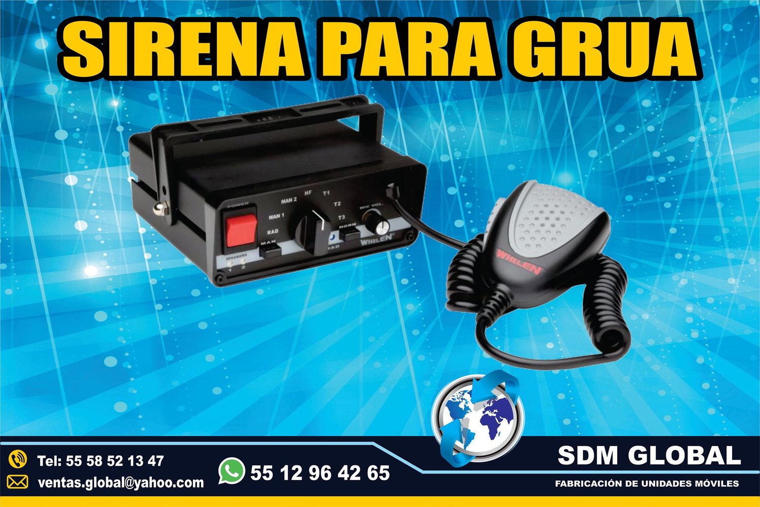 Venta de Sirena y equipo para Gruas de Plataforma Arrastre Salvamento MARCA WHELEN    <br>
