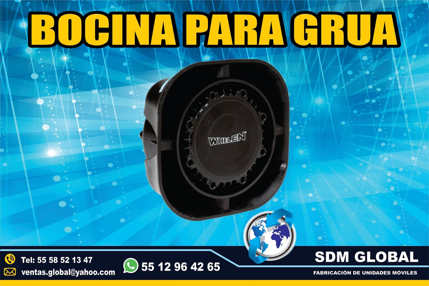 Venta de Bocina y equipo para Gruas de Plataforma Arrastre Salvamento Marca WHELEN    <br>
