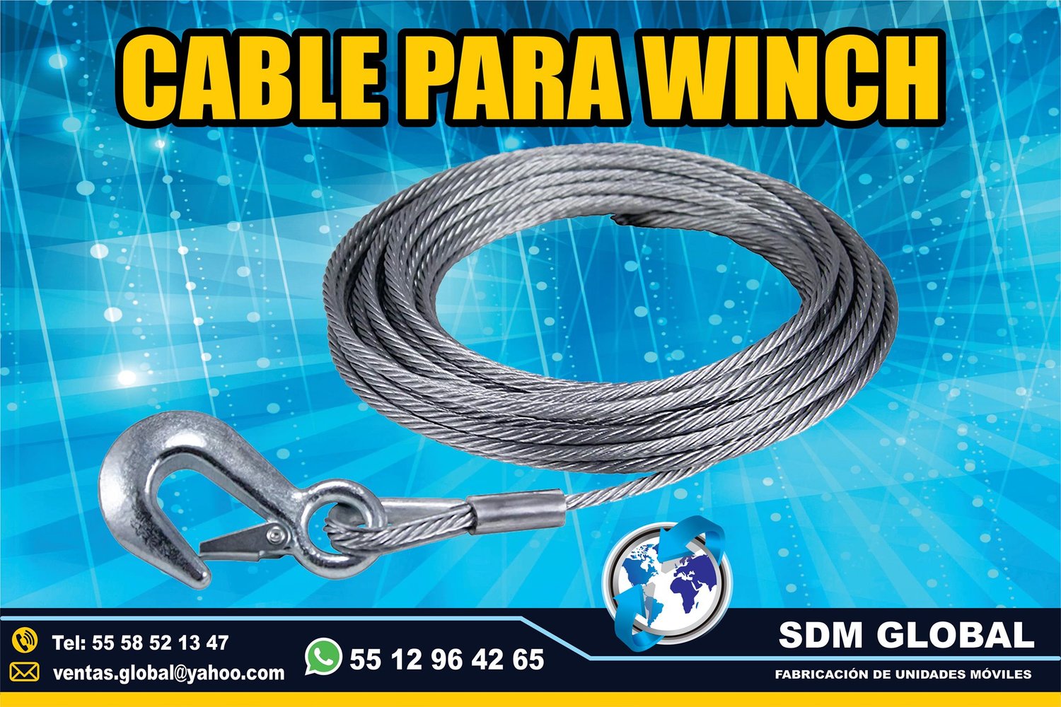 Venta de Chicote o malacate para Gruas de Plataforma Arrastre<br>