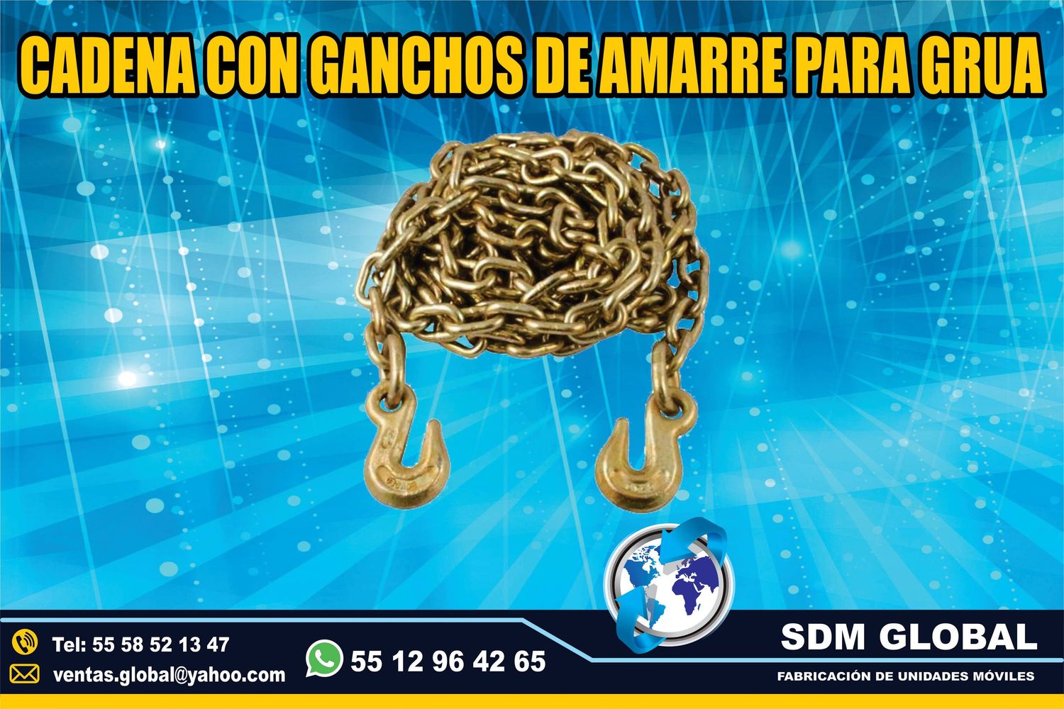 Venta de cadena con gancho de amarre para gruas de plataformas<br>